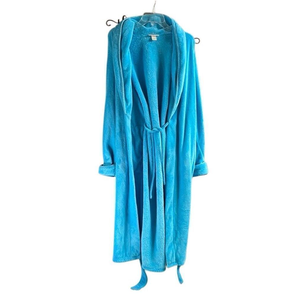 FASHION BUG Sleepwear Fleece Robe Housecoat Midi Length Teal Size XL Comfort